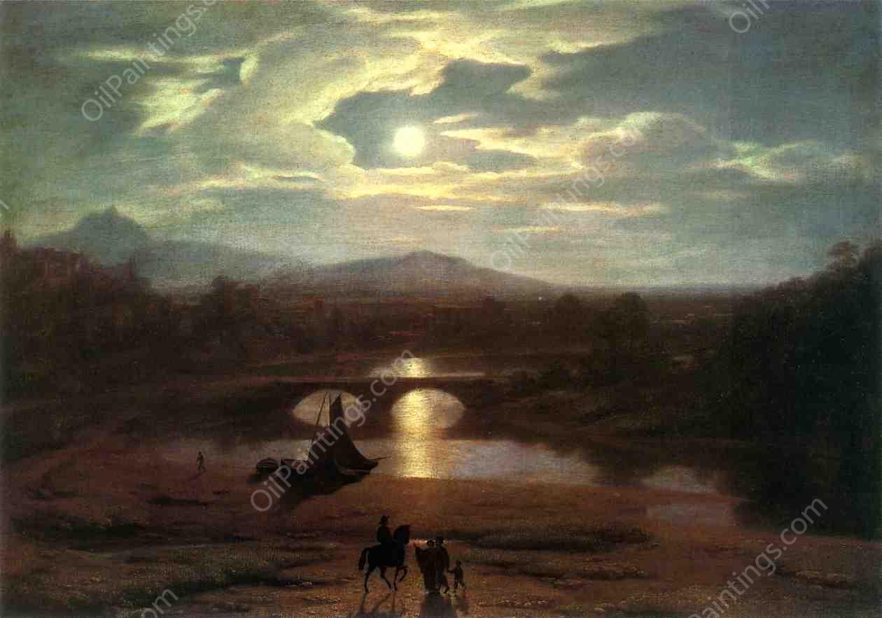 Moonlit Landscape by Washington Allston - Hand-Painted Oil Painting Reproduction