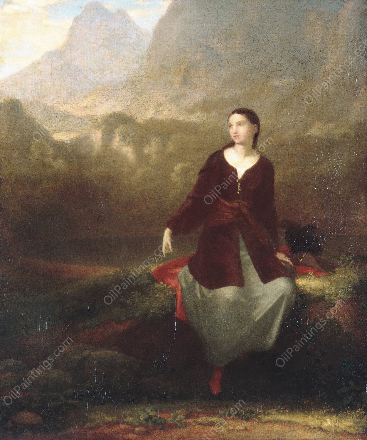 The Spanish Girl in Reverie  by Washington Allston - Hand-Painted Oil Painting Reproduction