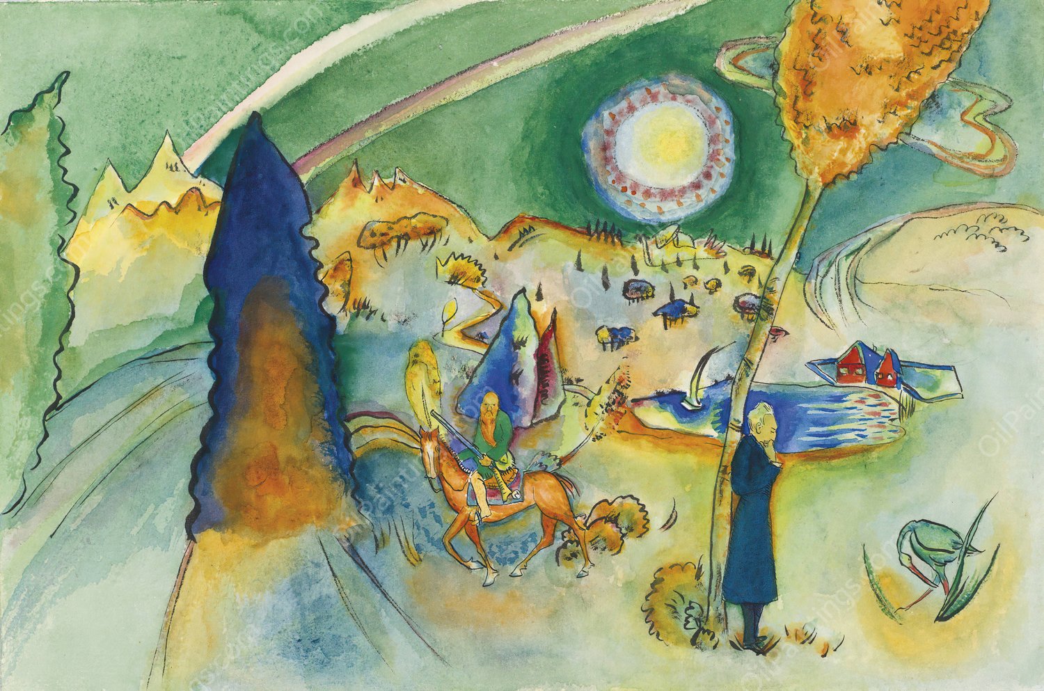 Aquarell fur Poul Bjerre  by Wassily Kandinsky - Hand-Painted Oil Painting Reproduction