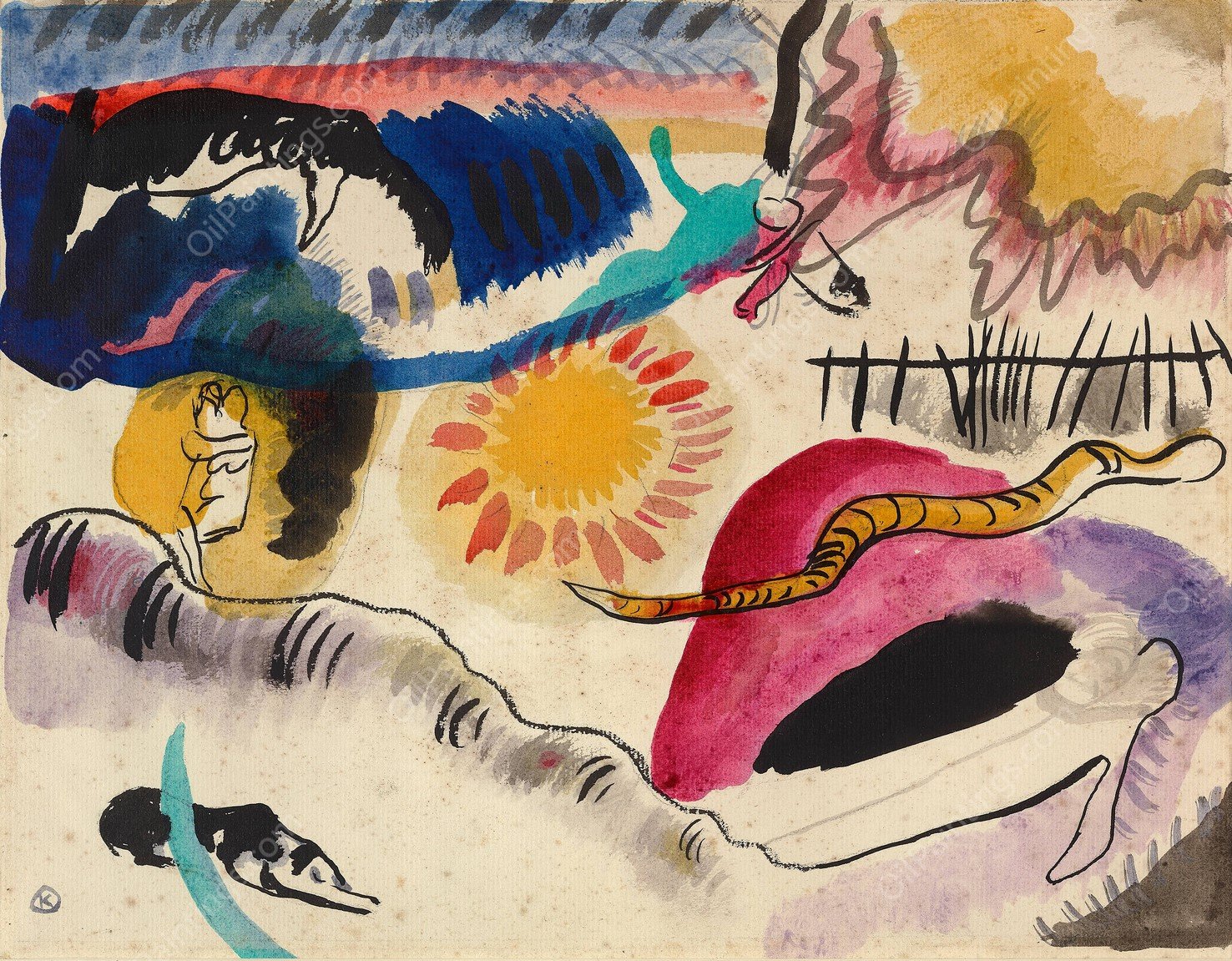 Aquarell Nr. 3  by Wassily Kandinsky - Hand-Painted Oil Painting Reproduction