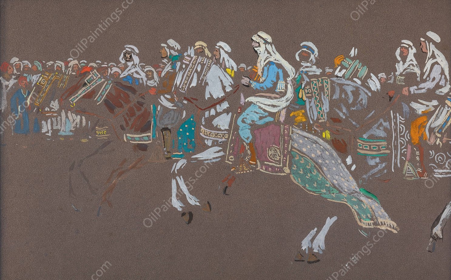 Arab cavalry  by Wassily Kandinsky - Hand-Painted Oil Painting Reproduction