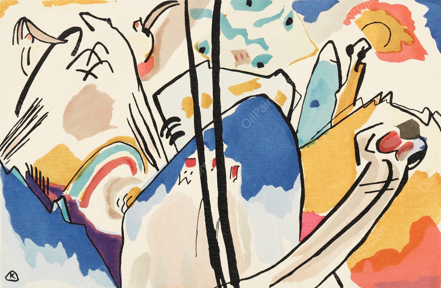 Der Blaue Reiter  by Wassily Kandinsky - Hand-Painted Oil Painting Reproduction