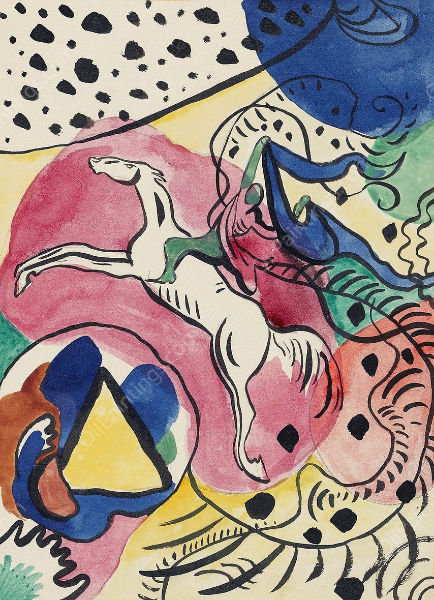 Design for the cover of the almanac 'The Blue Rider' by Wassily Kandinsky - Hand-Painted Oil Painting Reproduction