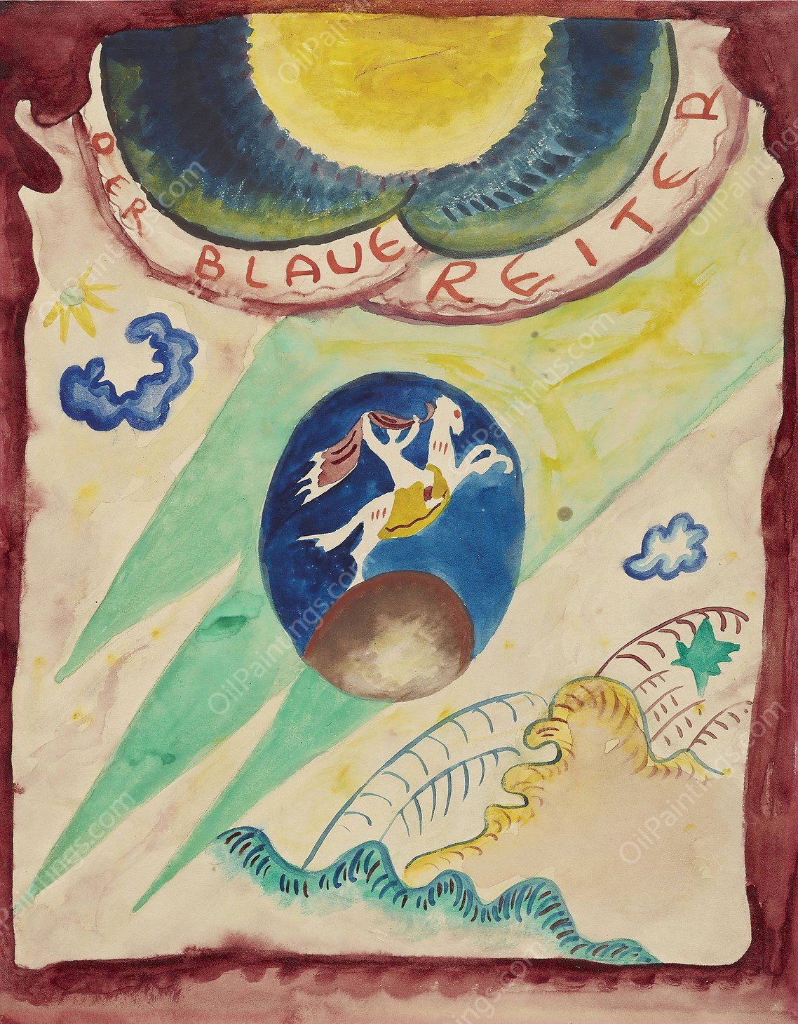 Design for the cover of the almanac 'The Blue Rider'III  by Wassily Kandinsky - Hand-Painted Oil Painting Reproduction
