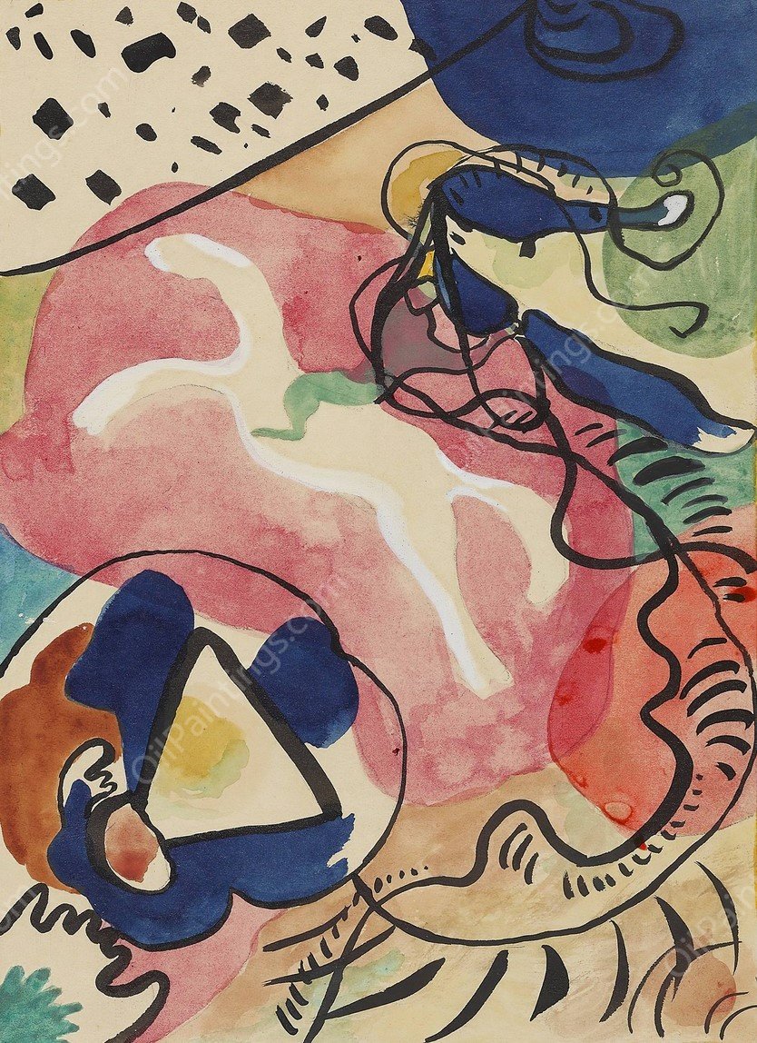 Design for the cover of the almanac 'The Blue Rider'IV  by Wassily Kandinsky - Hand-Painted Oil Painting Reproduction