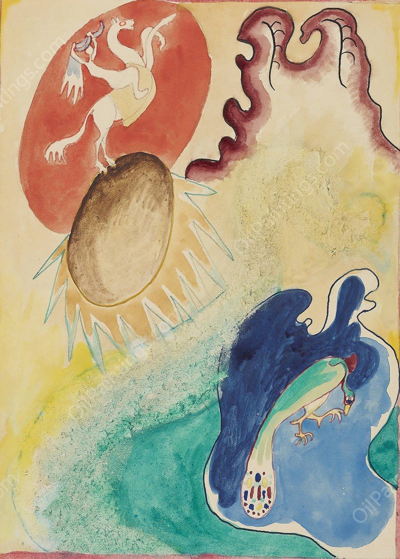 Design for the cover of the almanac 'The Blue Rider'VI  by Wassily Kandinsky - Hand-Painted Oil Painting Reproduction