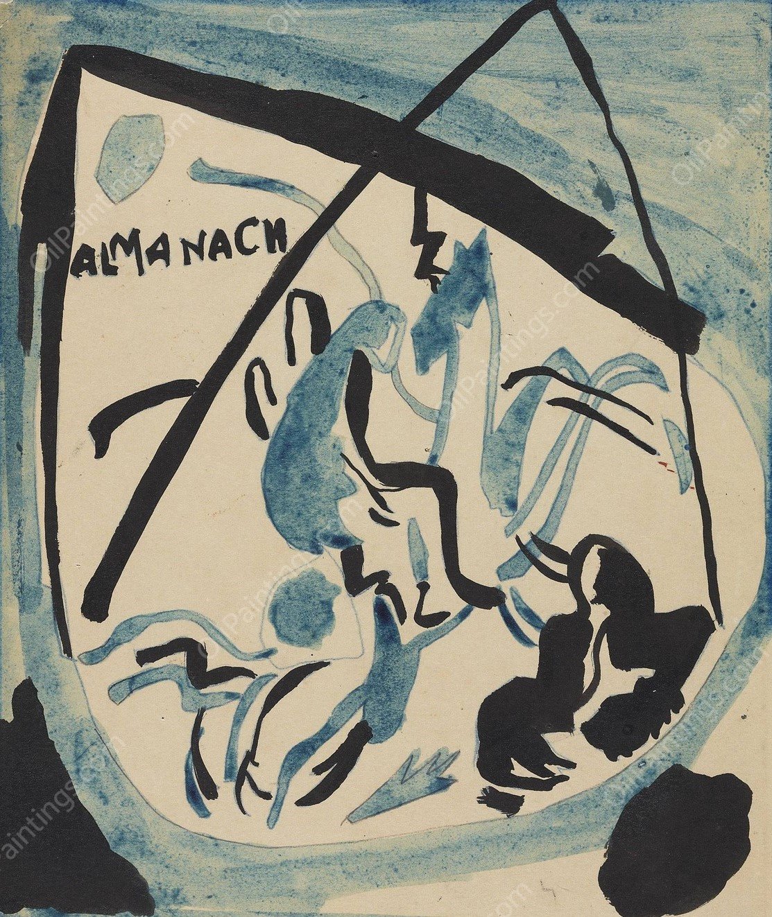Design for the cover of the almanac 'The Blue Rider'VII  by Wassily Kandinsky - Hand-Painted Oil Painting Reproduction