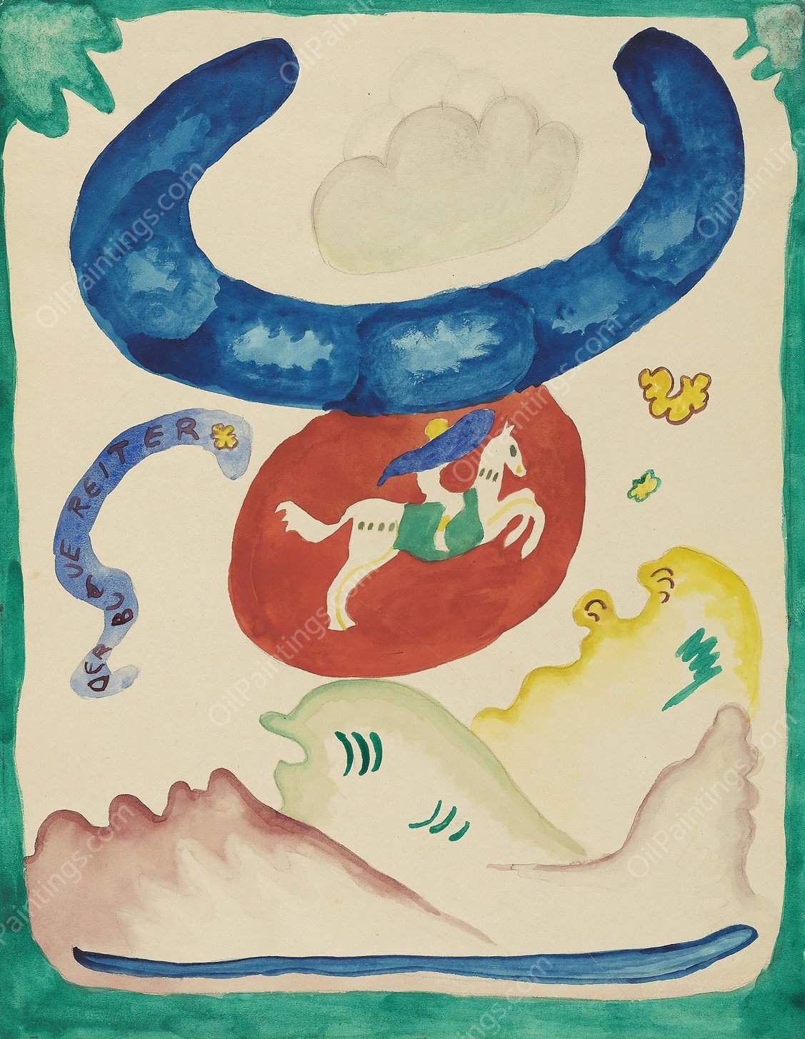 Design for the cover of the almanac 'The Blue Rider'VIII  by Wassily Kandinsky - Hand-Painted Oil Painting Reproduction