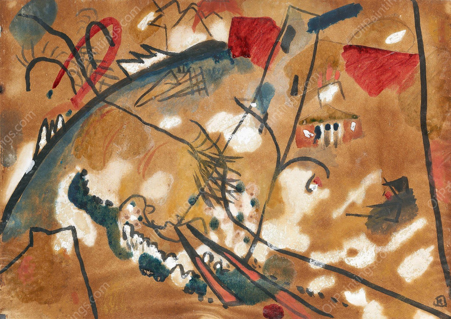 Draft for 'Improvisation 24  by Wassily Kandinsky - Hand-Painted Oil Painting Reproduction