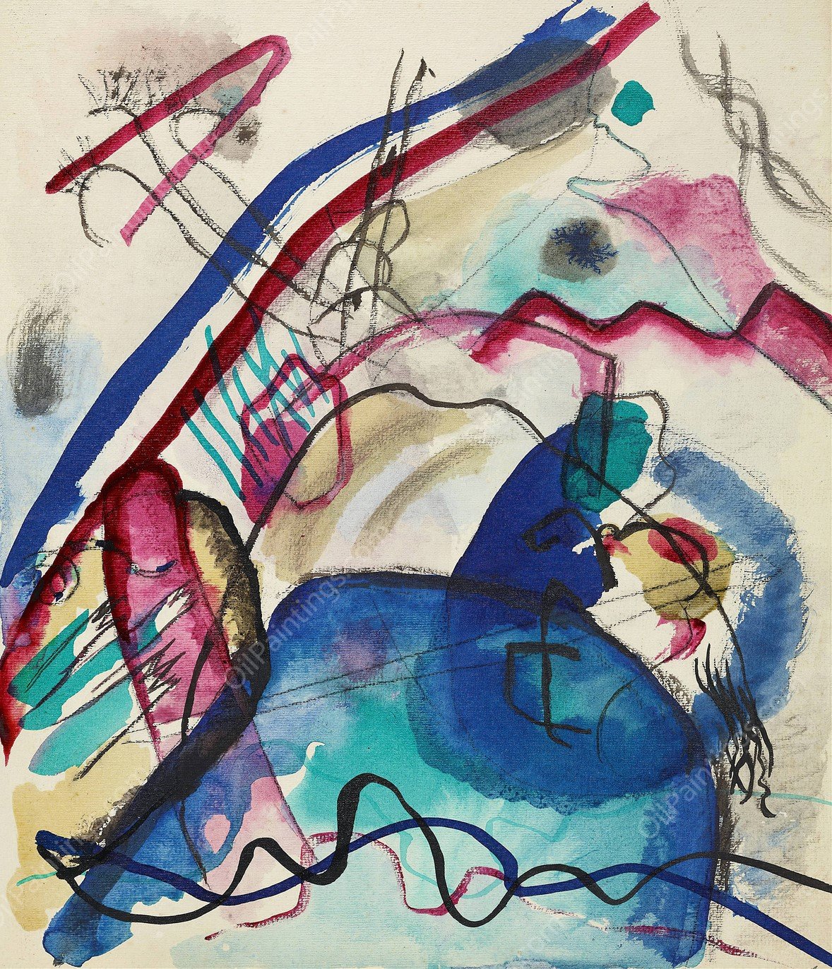 Draft for 'Picture with a white border'IV by Wassily Kandinsky - Hand-Painted Oil Painting Reproduction