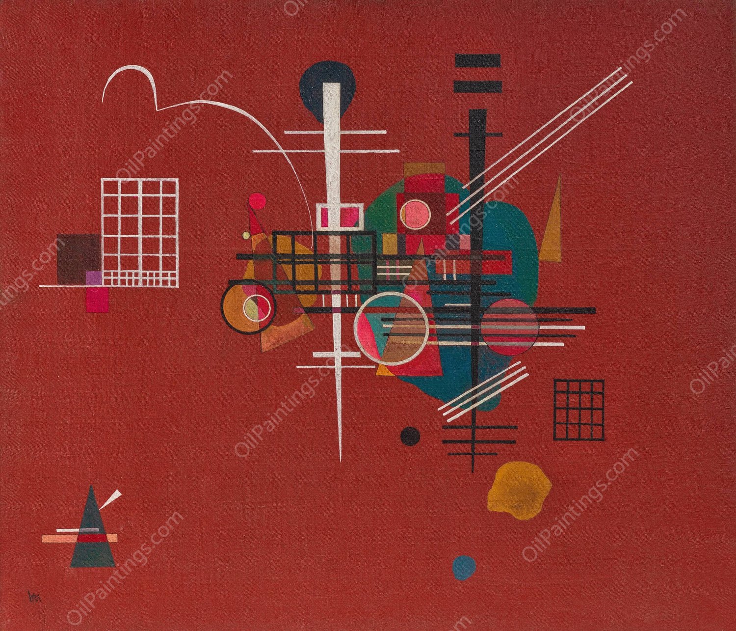 Dumpfes Rot  by Wassily Kandinsky - Hand-Painted Oil Painting Reproduction