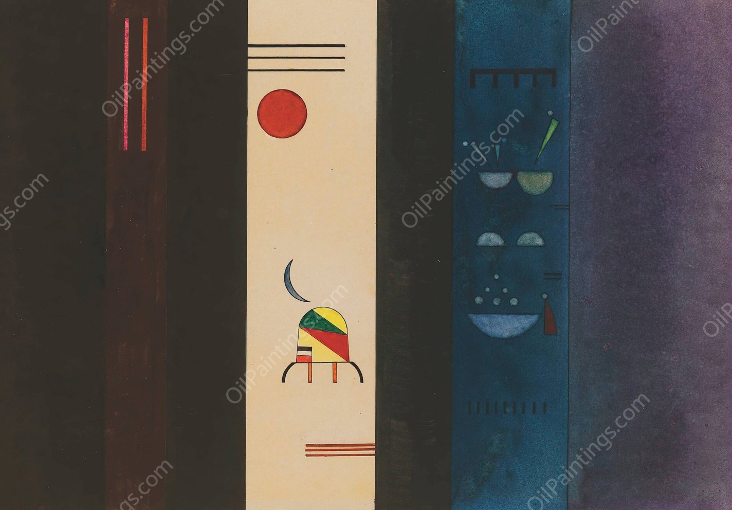 Dunkle Seiten  by Wassily Kandinsky - Hand-Painted Oil Painting Reproduction