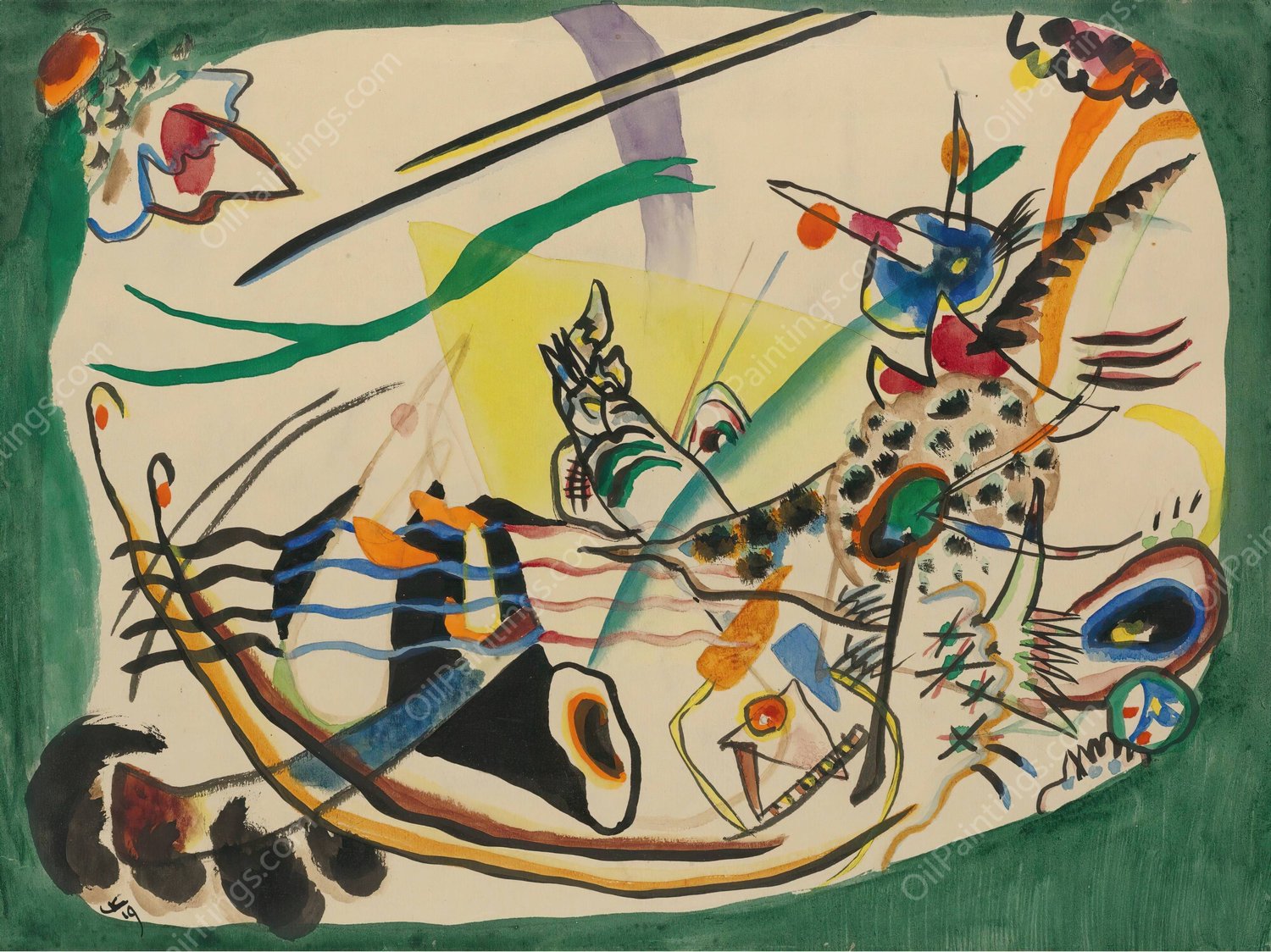 Entwurf Zu 'Gruner Rand' by Wassily Kandinsky - Hand-Painted Oil Painting Reproduction