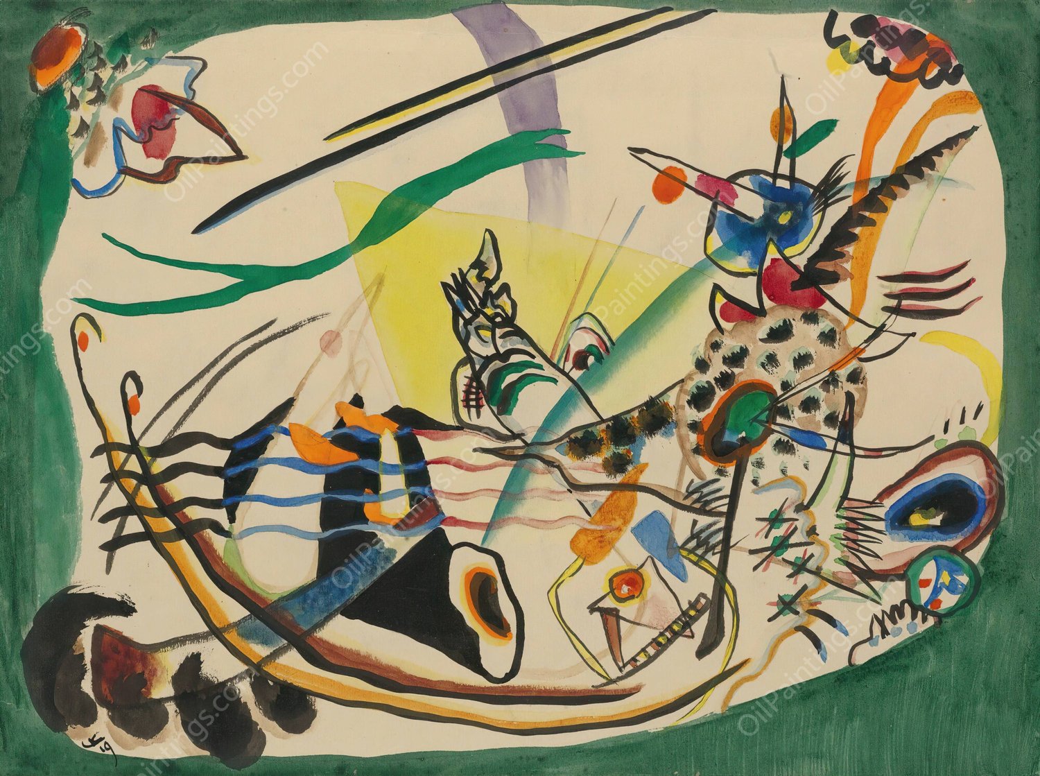 Entwurf Zu 'Gruner Rand' by Wassily Kandinsky - Hand-Painted Oil Painting Reproduction