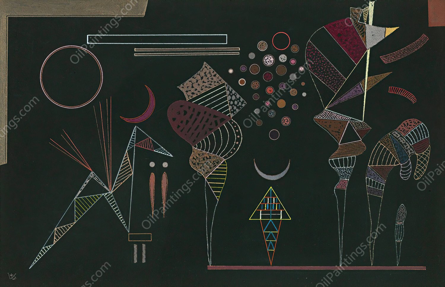 Etude Pour 'contrastes Reduits' by Wassily Kandinsky - Hand-Painted Oil Painting Reproduction