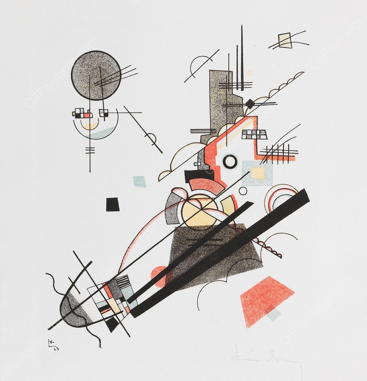 Frohlicher Aufstieg  by Wassily Kandinsky - Hand-Painted Oil Painting Reproduction