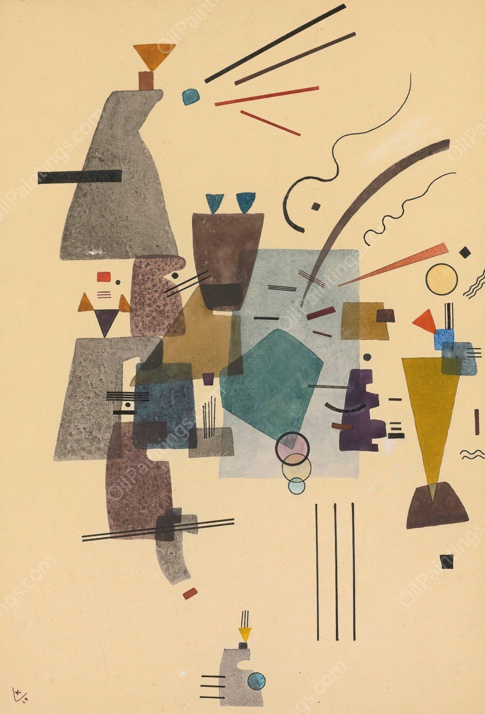 Gewarmtes Kuhl  by Wassily Kandinsky - Hand-Painted Oil Painting Reproduction