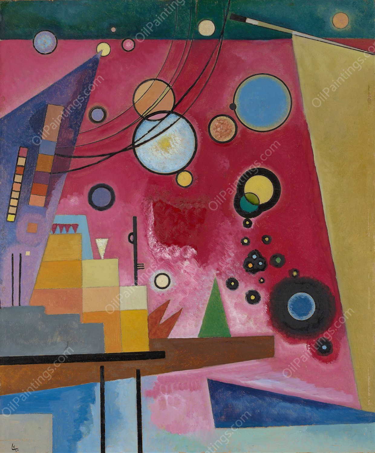 Heavy Red  by Wassily Kandinsky - Hand-Painted Oil Painting Reproduction