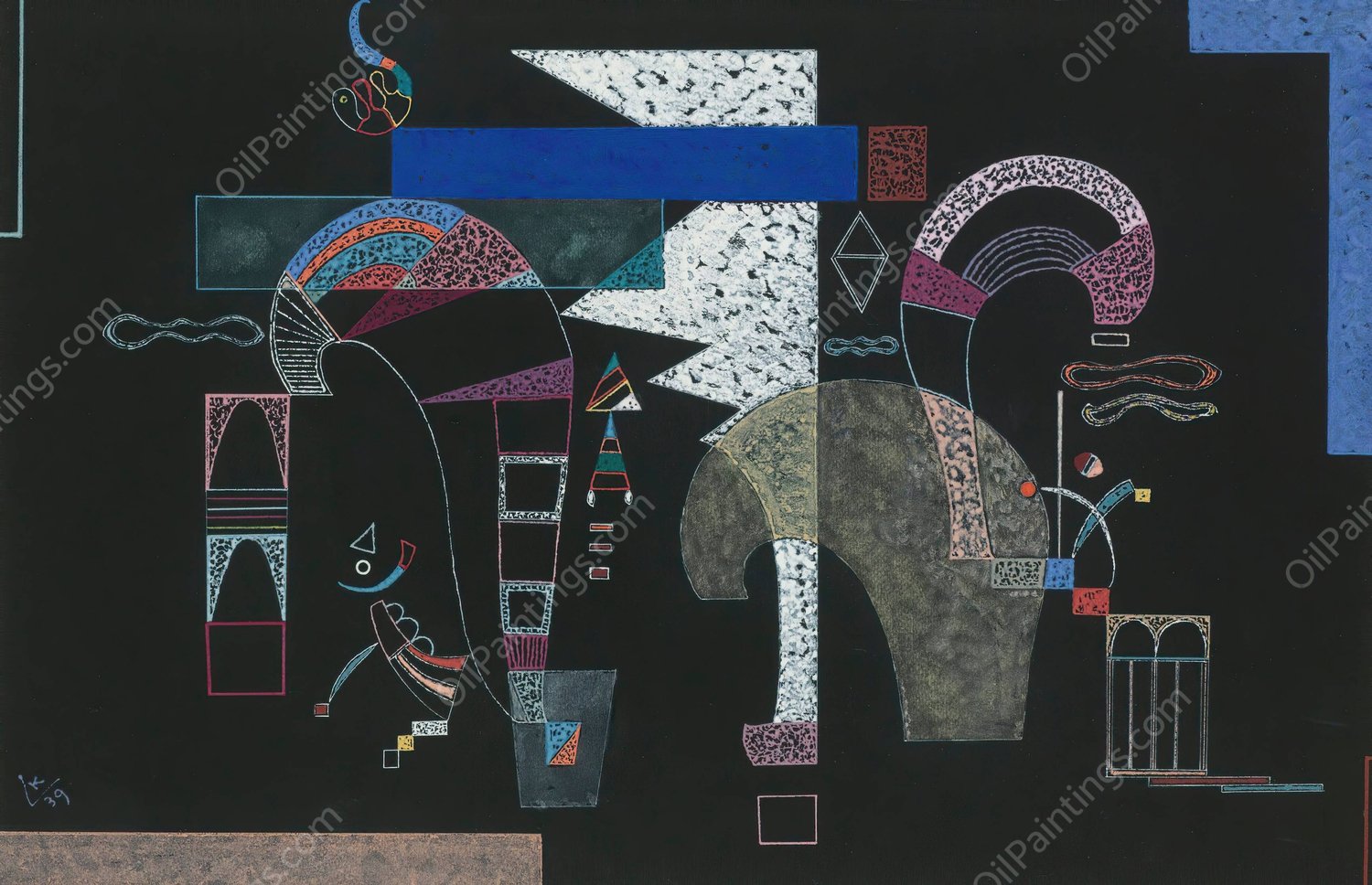 La Forme Blanche  by Wassily Kandinsky - Hand-Painted Oil Painting Reproduction