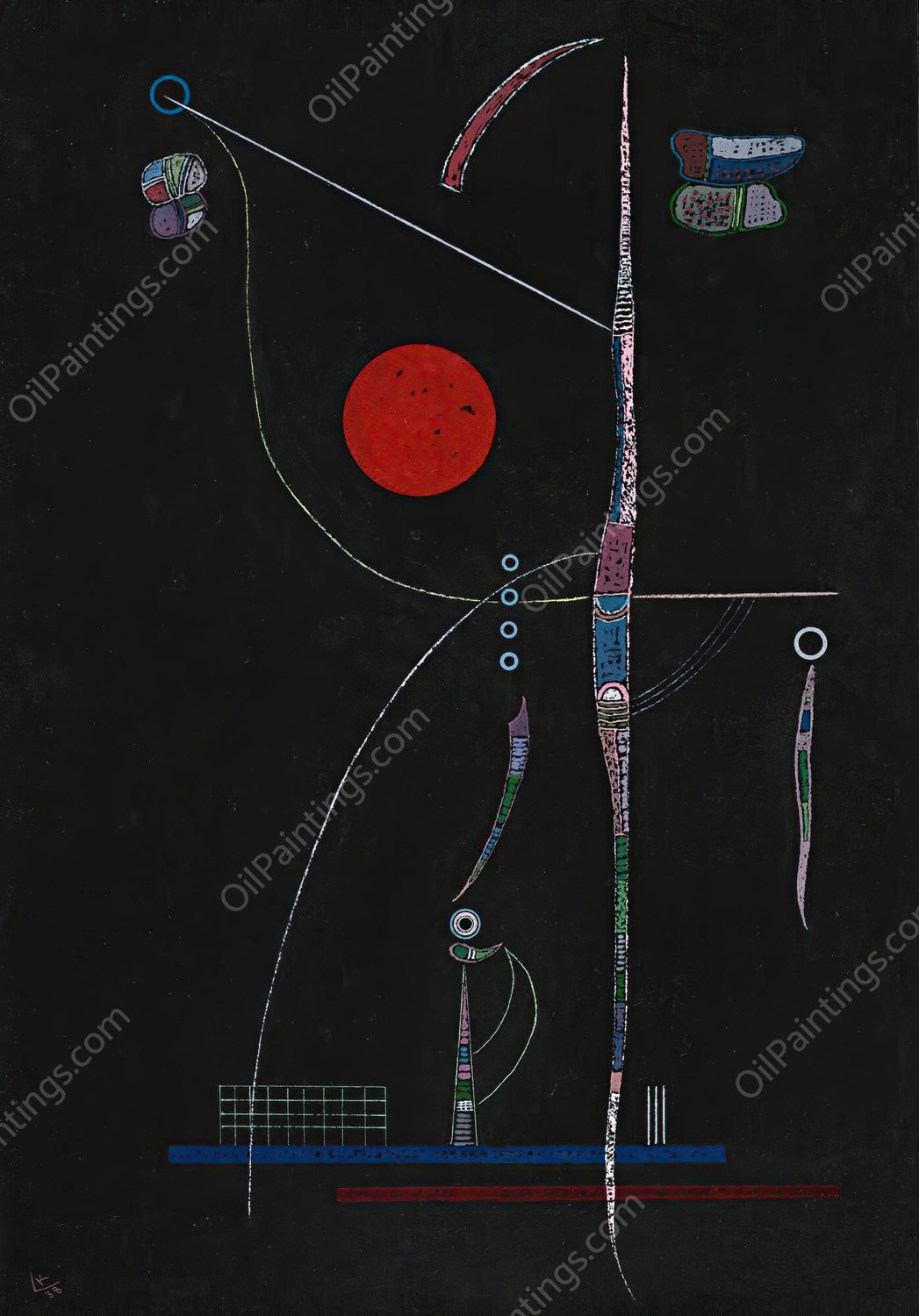 L'accent Rouge  by Wassily Kandinsky - Hand-Painted Oil Painting Reproduction