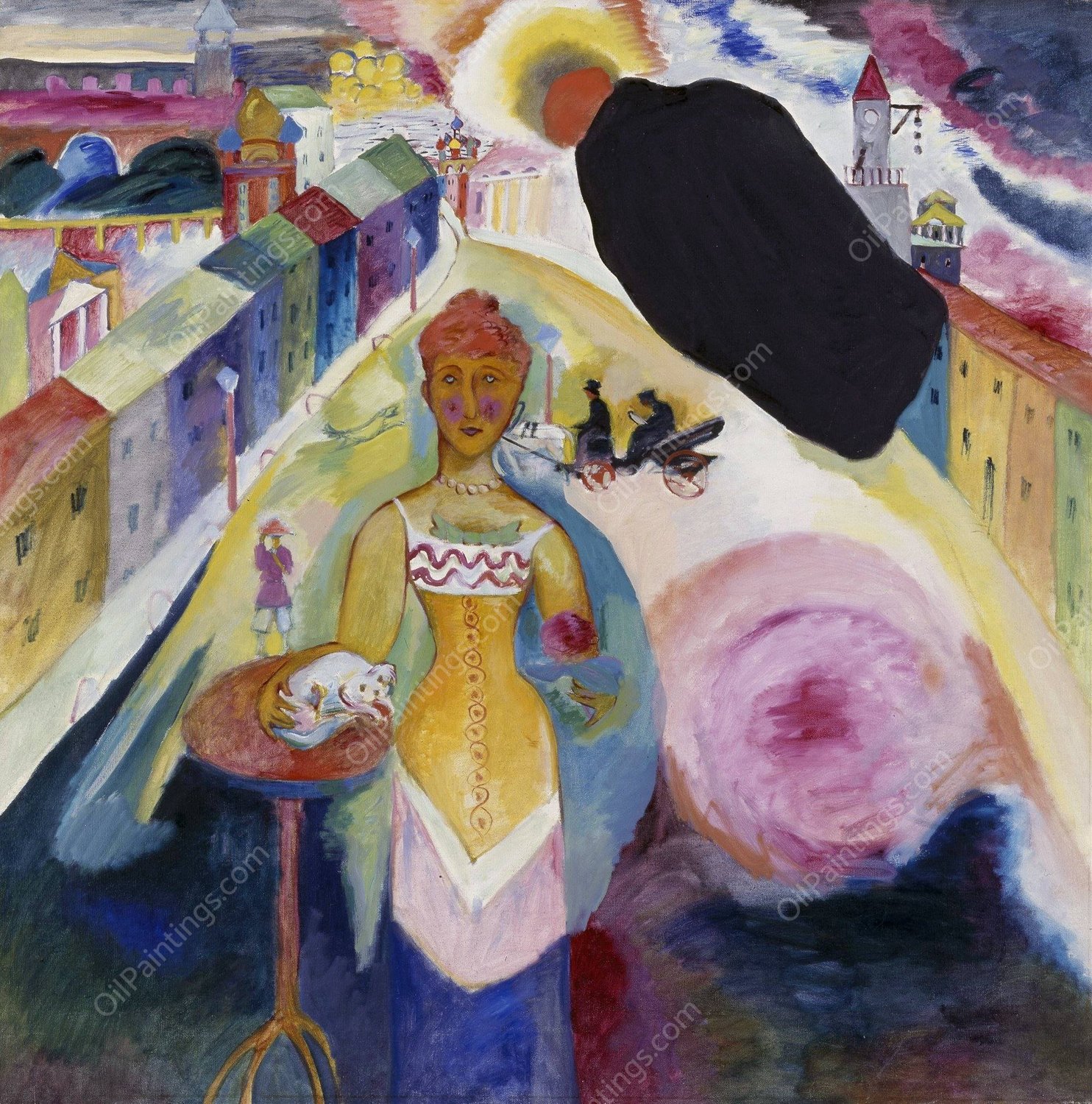 Lady in Moscow  by Wassily Kandinsky - Hand-Painted Oil Painting Reproduction