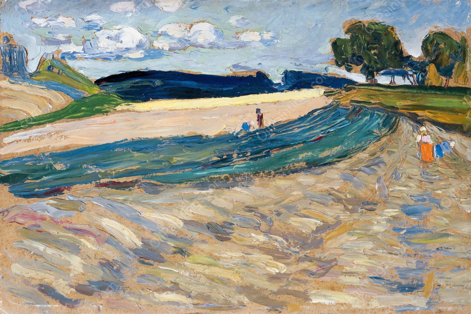 Landscape with a yellow field  by Wassily Kandinsky - Hand-Painted Oil Painting Reproduction