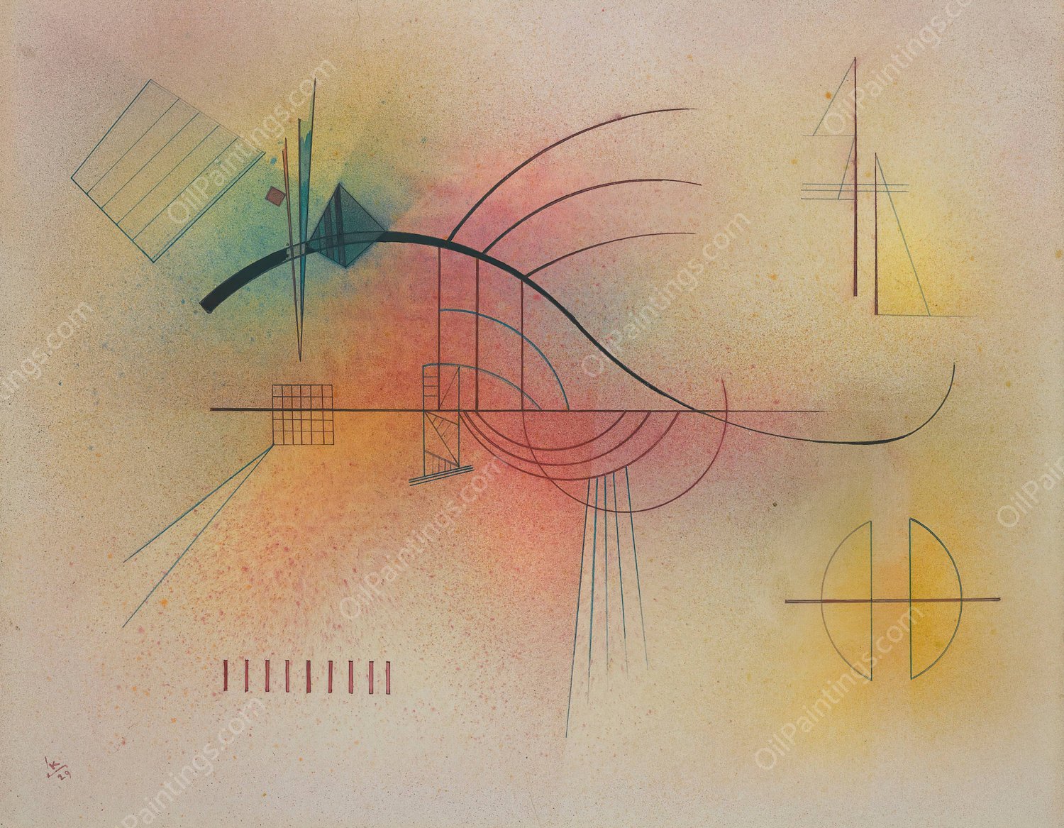 Linie  by Wassily Kandinsky - Hand-Painted Oil Painting Reproduction