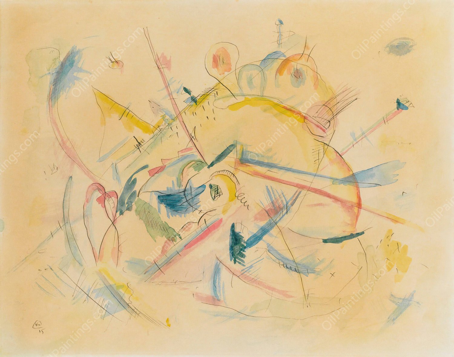 Ohne Titel  by Wassily Kandinsky - Hand-Painted Oil Painting Reproduction