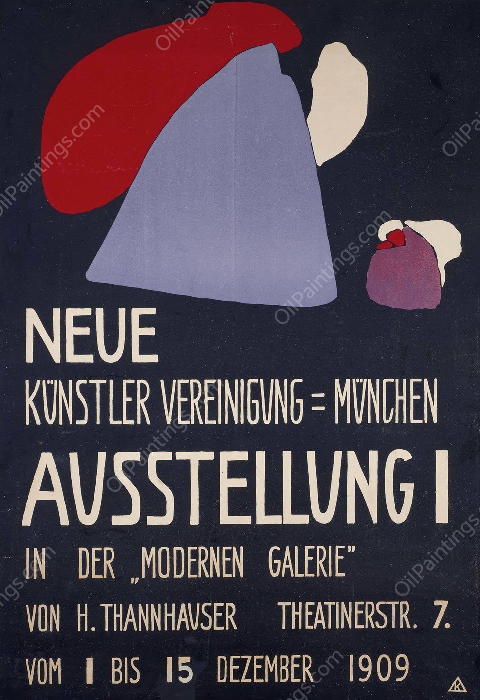 Plakat fur die erste Ausstellung der Neuen Kunstlervereinigung Munchen  by Wassily Kandinsky - Hand-Painted Oil Painting Reproduction