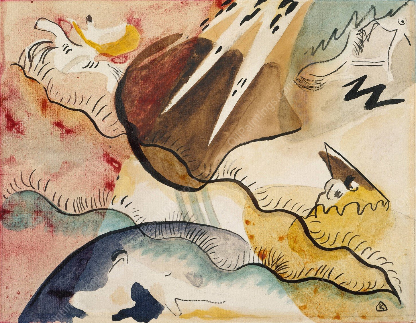 Rain Landscape  by Wassily Kandinsky - Hand-Painted Oil Painting Reproduction