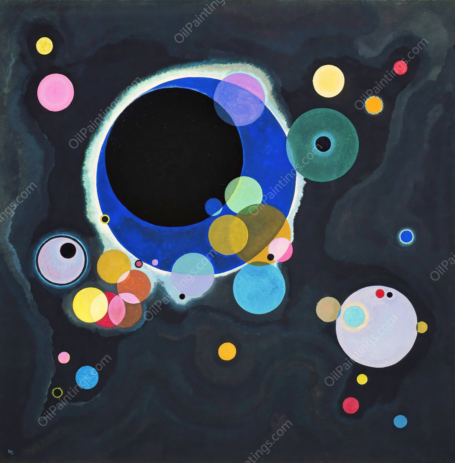 Several Circles  by Wassily Kandinsky - Hand-Painted Oil Painting Reproduction
