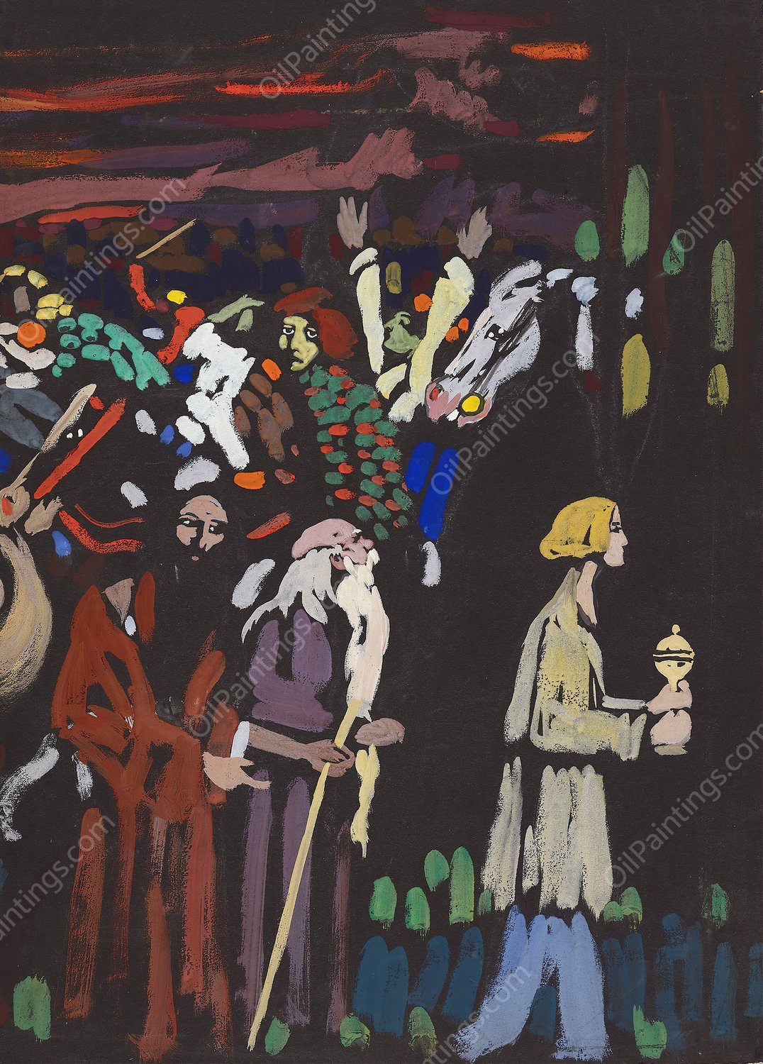 Study on 'Panic' by Wassily Kandinsky - Hand-Painted Oil Painting Reproduction