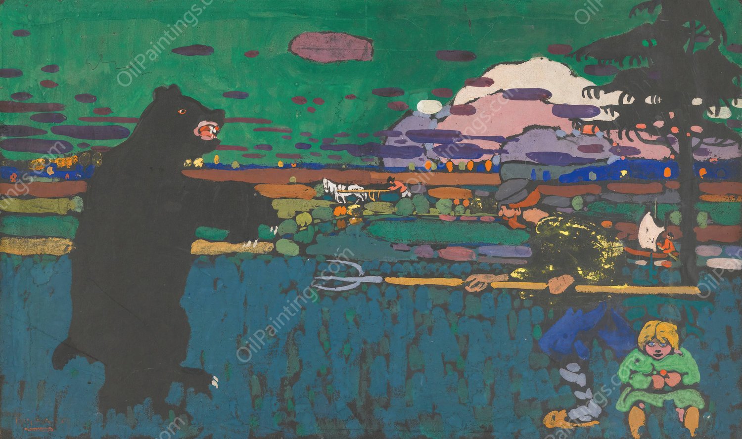 The Bear  by Wassily Kandinsky - Hand-Painted Oil Painting Reproduction