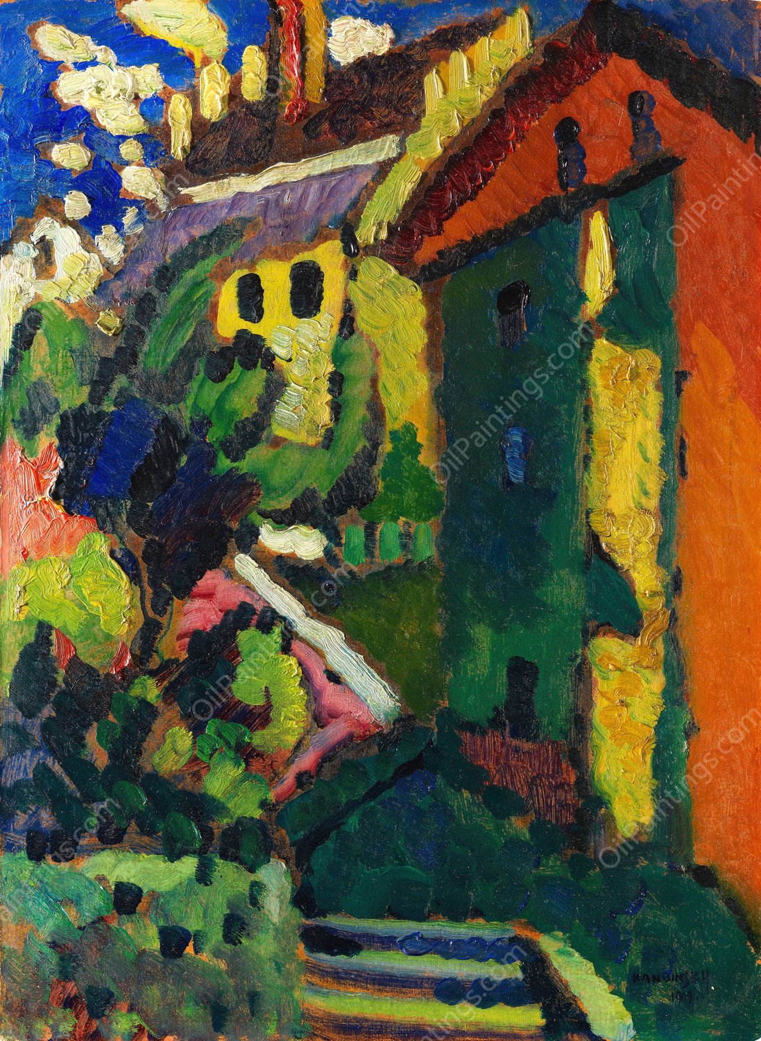 Treppe zum Schloss  by Wassily Kandinsky - Hand-Painted Oil Painting Reproduction