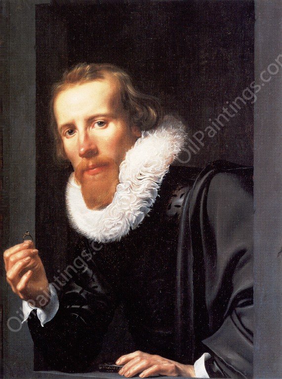 Portrait of a Man with a Ring by Werner Jacobsz Van Den Valckert - Hand-Painted Oil Painting Reproduction