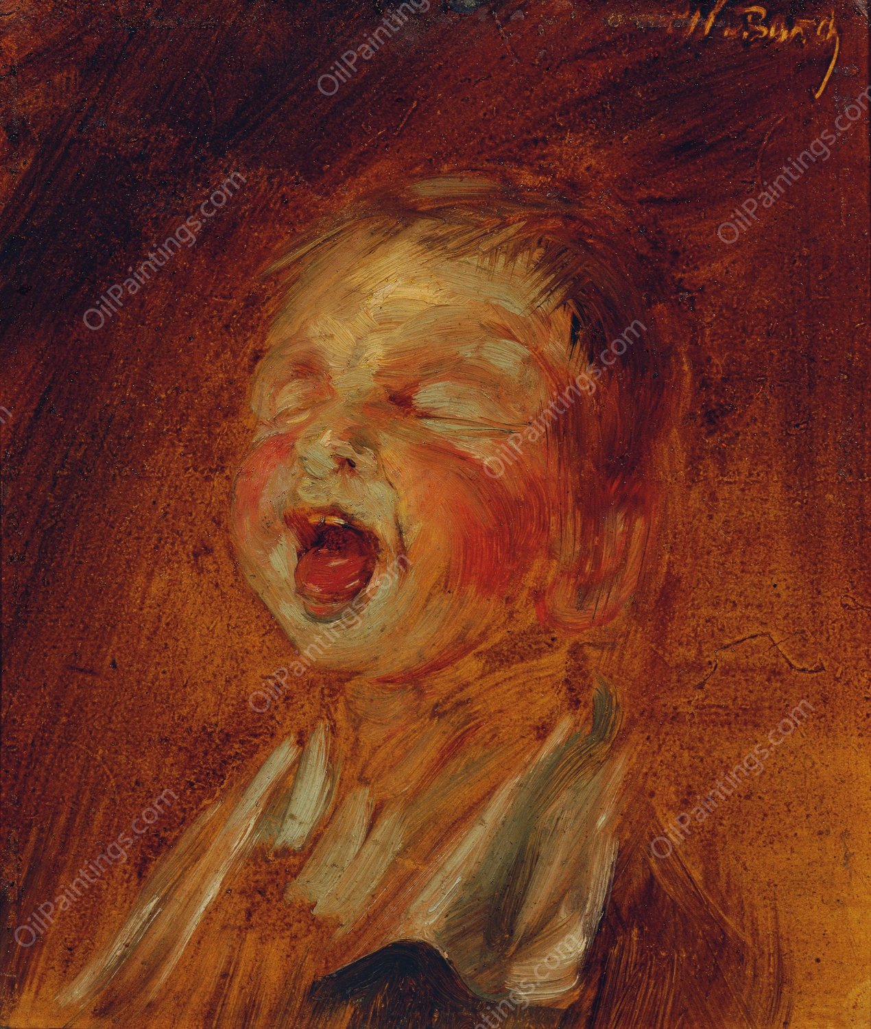 Schreiender Knabe  by Wilhelm Busch - Hand-Painted Oil Painting Reproduction