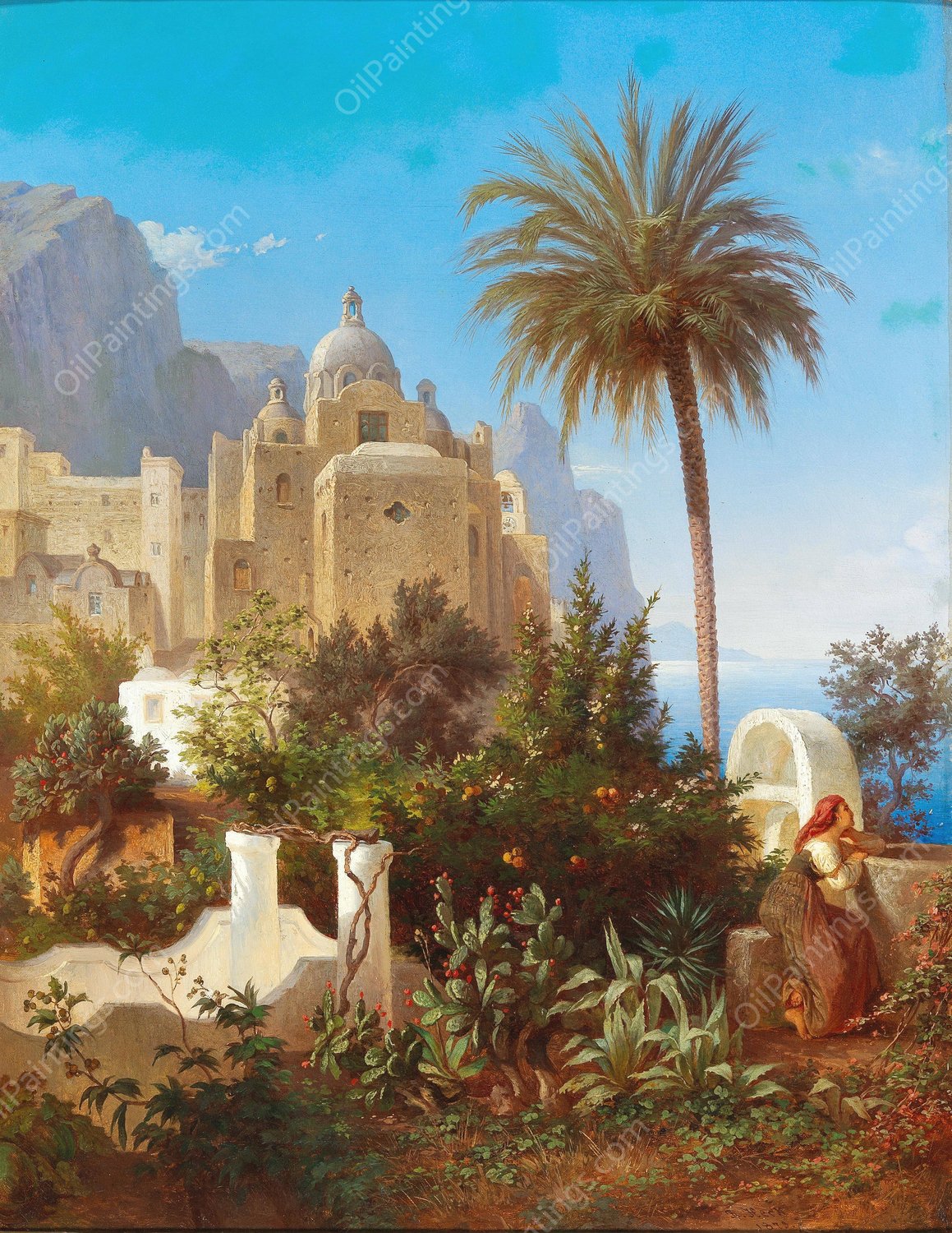Capri, Chiesa San Stefano by Wilhelm Emil Robert Heck - Hand-Painted Oil Painting Reproduction