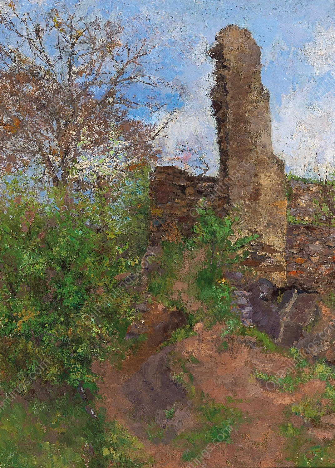 Wachau, Town Wall in Stein by Wilhelm Gause - Hand-Painted Oil Painting Reproduction