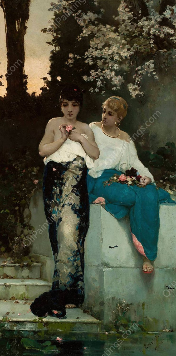 Two Roman women  by Wilhelm Kotarbinski - Hand-Painted Oil Painting Reproduction