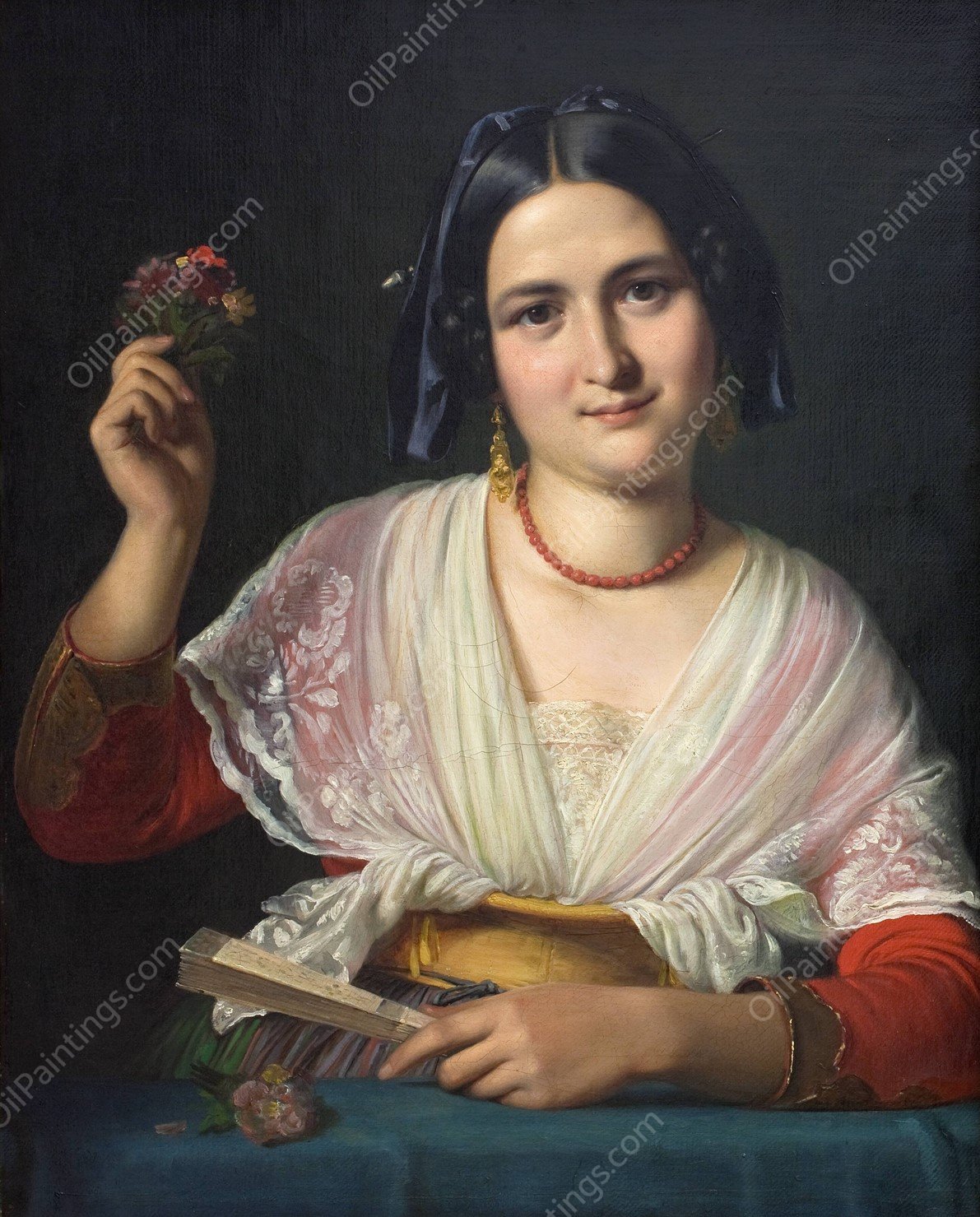 A Roman Woman in Fancy Dress  by Wilhelm Marstrand - Hand-Painted Oil Painting Reproduction