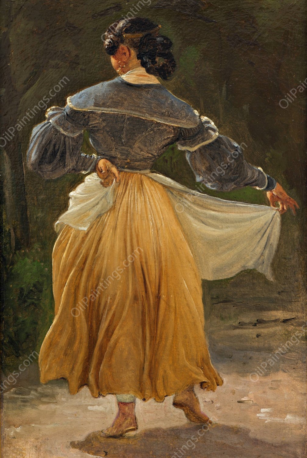 Dancing Roman Woman. Study for Romans Gathered for Merriment at an Osteria  by Wilhelm Marstrand - Hand-Painted Oil Painting Reproduction