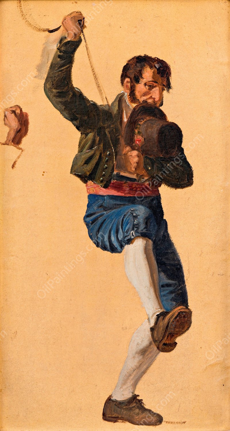 Italian. Study for The St. Anthony Feast Day in Rome  by Wilhelm Marstrand - Hand-Painted Oil Painting Reproduction