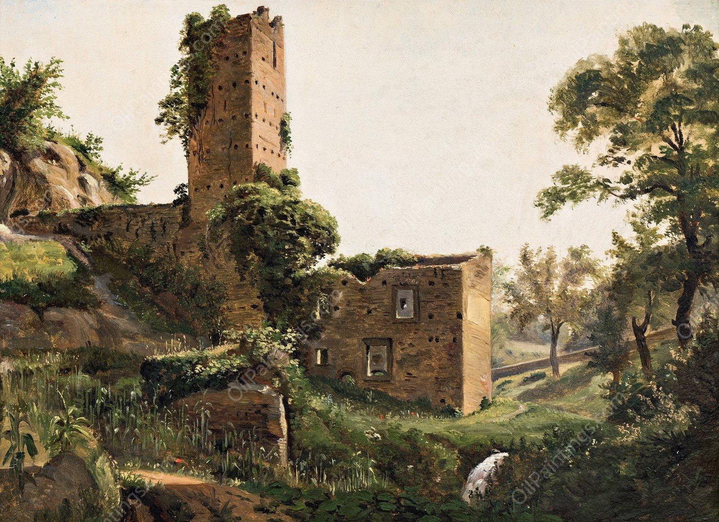 Landscape with ruins  by Wilhelm Marstrand - Hand-Painted Oil Painting Reproduction