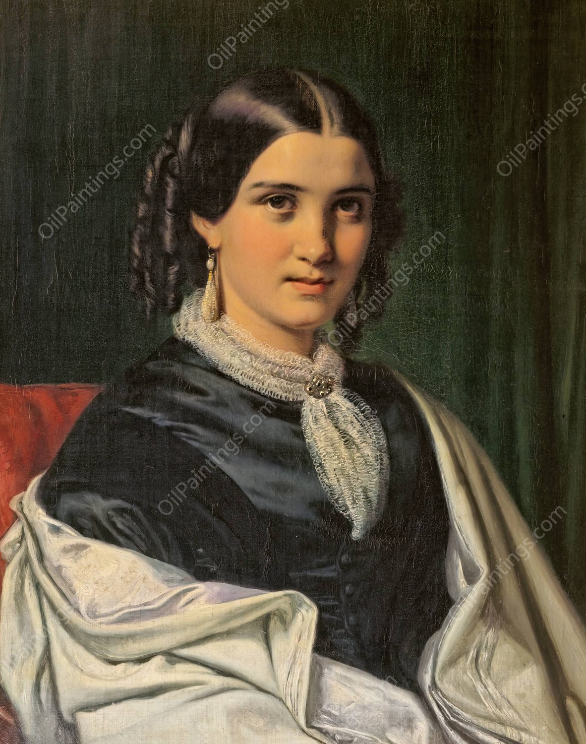 Portrait of Mrs. Vilhelmine Heise, born Hage  by Wilhelm Marstrand - Hand-Painted Oil Painting Reproduction