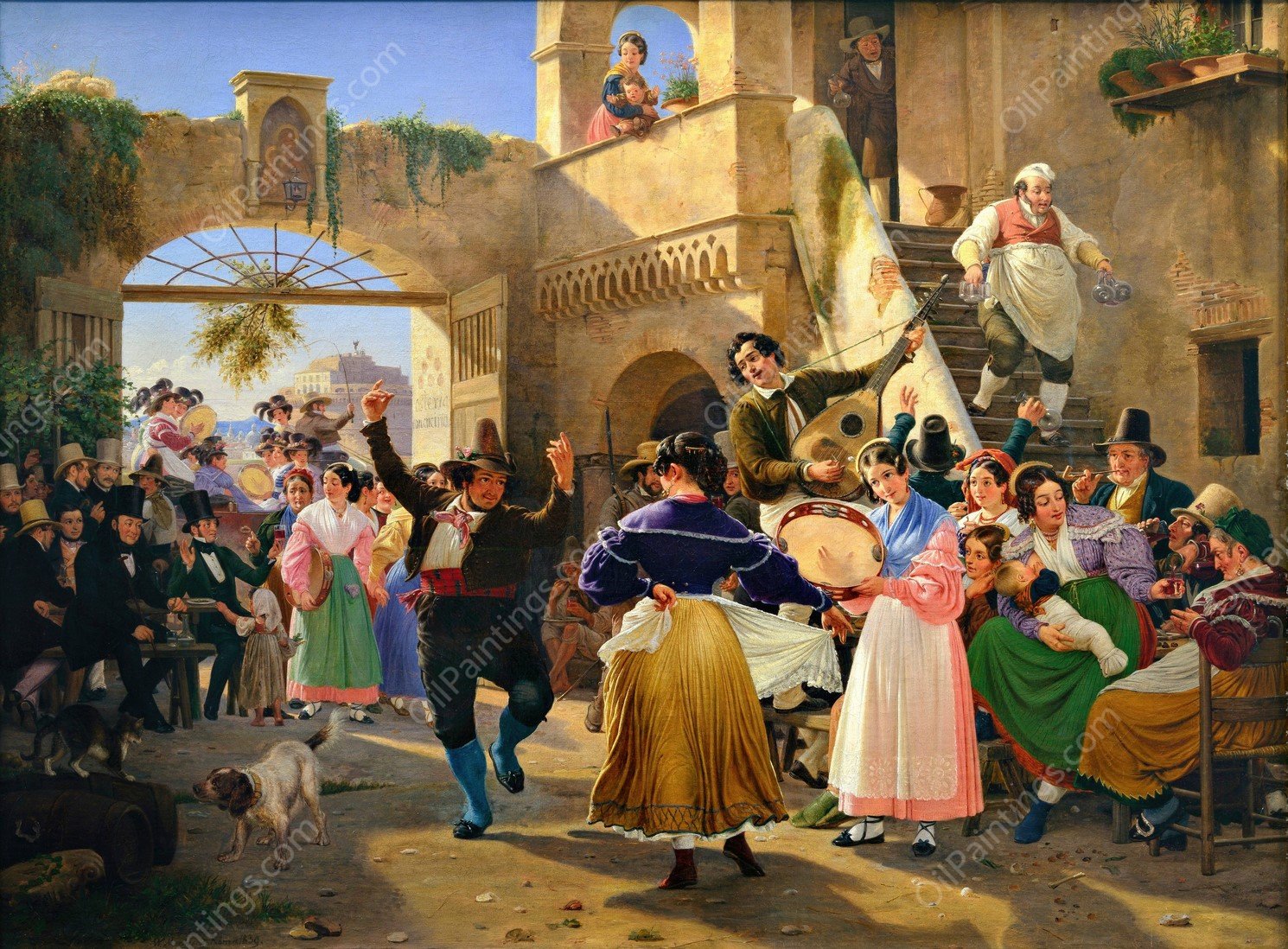Romans Gathered for Merriment at an Osteria  by Wilhelm Marstrand - Hand-Painted Oil Painting Reproduction