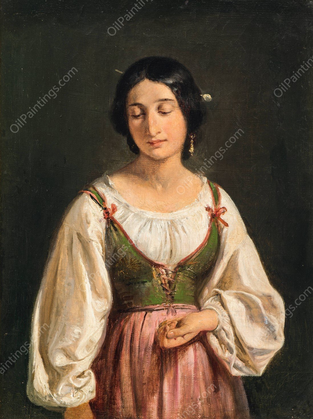 Standing Italian Woman. Study for A Goatherd Selling Milk  by Wilhelm Marstrand - Hand-Painted Oil Painting Reproduction