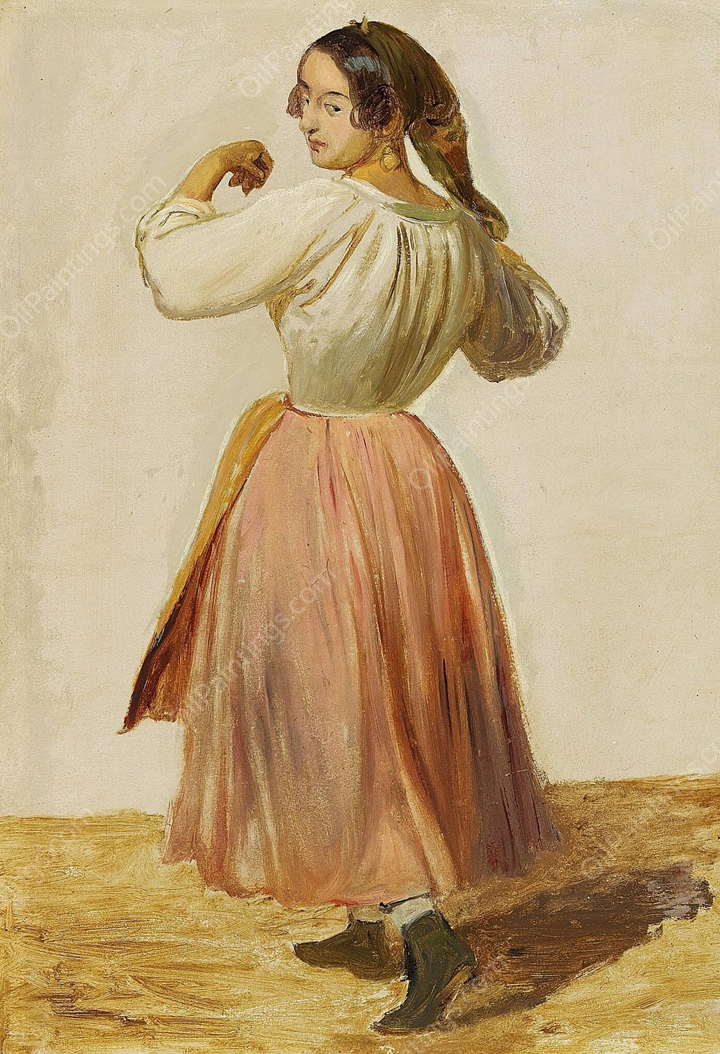 Studie af dansende italienerinde by Wilhelm Marstrand - Hand-Painted Oil Painting Reproduction