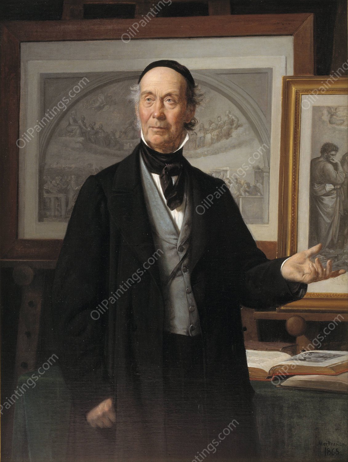 The Art Historian Niels Lauritz Hoyen  by Wilhelm Marstrand - Hand-Painted Oil Painting Reproduction