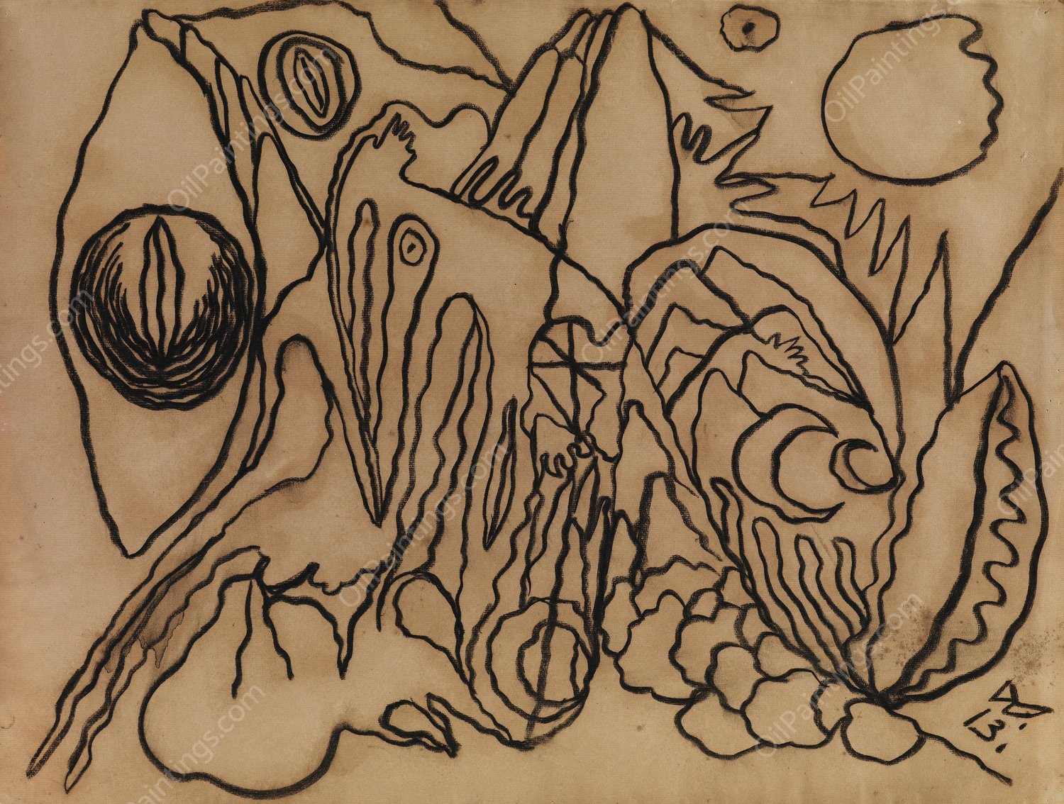 Astrale Landschaft IV  by Wilhelm Morgner - Hand-Painted Oil Painting Reproduction