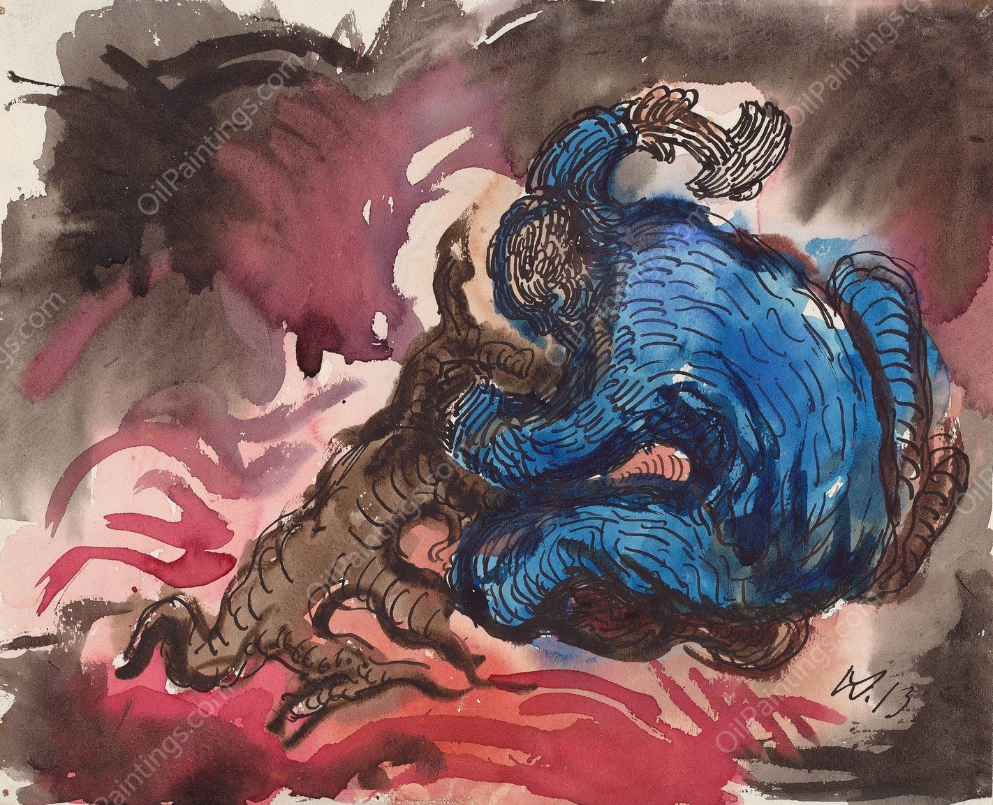 Holzfaller  by Wilhelm Morgner - Hand-Painted Oil Painting Reproduction